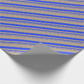 Papier Cadeau Russe Kraft Bleu Bleu Stripes Vacances (Coin)