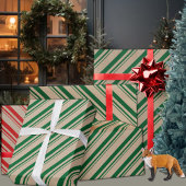 Papier Cadeau Russe Kraft Forest Green Candy Stripes vacances