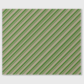 Papier Cadeau Russe Kraft Pine Green Stripes vacances (Plat)