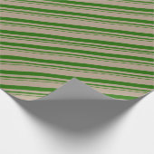 Papier Cadeau Russe Kraft Pine Green Stripes vacances (Coin)