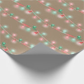 Papier Cadeau Russe Kraft Rouge Vert Arbre de Noël String Lumièr (Coin)