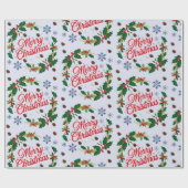 Papier Cadeau Russe Marine blanc et rouge Joyeux Noël (Plat)