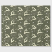 Papier Cadeau Russe Père Noël Flying Reindeer Noël (Plat)