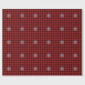 Papier Cadeau Russe rouge et noir plaid avec détail de flocon de (Plat)