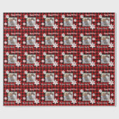 Papier Cadeau Russe rouge et noir plaid avec détail de flocon de (Plat)