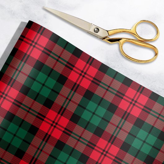 Papier Cadeau Russe Rouge et Vert Tartan Plaid Holiday