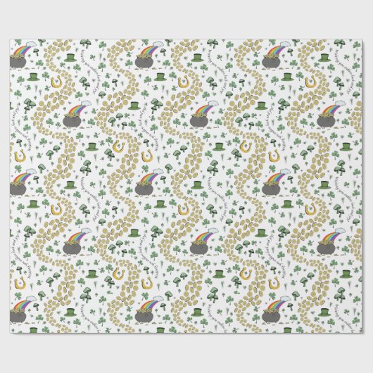 Papier Cadeau Russe S Motif Blanc Irlandais Shamrock St patrick (Plat)