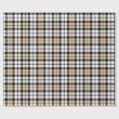 Papier Cadeau Russe Tan noir et blanc Tartan Plaid Holiday (Plat)