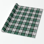 Papier Cadeau Russe Vert noir et blanc Tartan Plaid Holiday (Déroulé)