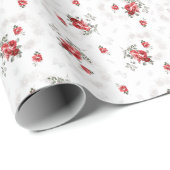 Papier Cadeau Russe Vintage Rose Motif (Coin rond)