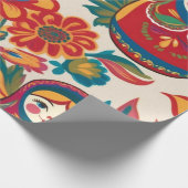 Papier Cadeau Russie Matryoshka Nesting Dolls Floral Decoupage (Coin)