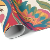 Papier Cadeau Russie Matryoshka Nesting Dolls Floral Decoupage (Coin rond)