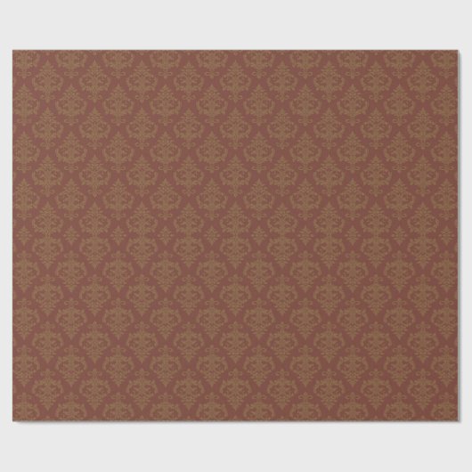 Papier Cadeau Rust Red Brown Damask Pattern (Plat)
