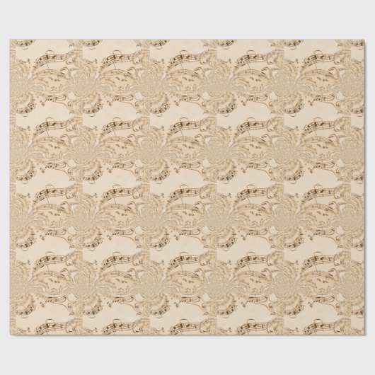 Papier Cadeau Rustic Antique Musical Notes (Plat)