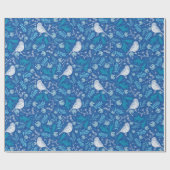 Papier Cadeau Rustic Blue Forest Birds Noël (Plat)