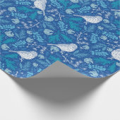 Papier Cadeau Rustic Blue Forest Birds Noël (Coin)