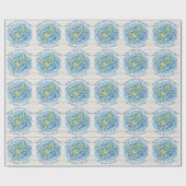Papier Cadeau Rustic Blue Hydrangea Photo 80e anniversaire (Plat)
