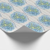 Papier Cadeau Rustic Blue Hydrangea Photo 80e anniversaire (Coin)