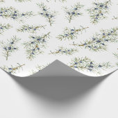 Papier Cadeau Rustic Blue Winterberry Branches cadeau de Noël (Coin)