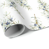 Papier Cadeau Rustic Blue Winterberry Branches cadeau de Noël (Coin rond)