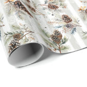 Papier Cadeau Rustic Boho Christmas Pine Farmhouse Pattern  (Coin rond)