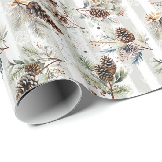 Papier Cadeau Rustic Boho Christmas Pine Farmhouse Pattern (Coin rond)