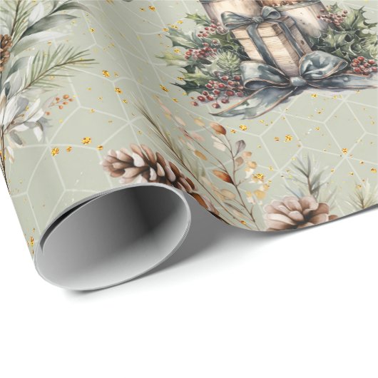 Papier Cadeau Rustic Christmas (Coin rond)