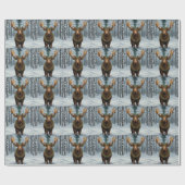 Papier Cadeau Rustic Christmas moose winter woodland forest  (Plat)