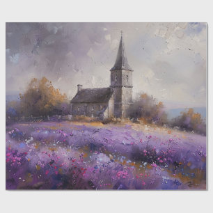 Papier Cadeau Rustic Church et Purple Fleurs sauvages découpage