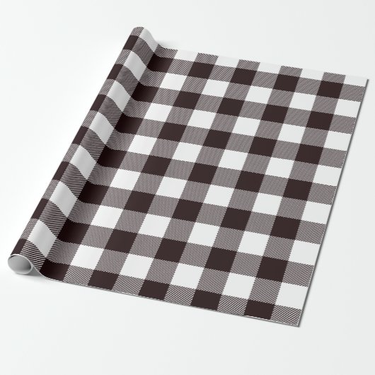 Papier Cadeau Rustic Country Farmhouse Black & White Flannel (Déroulé)