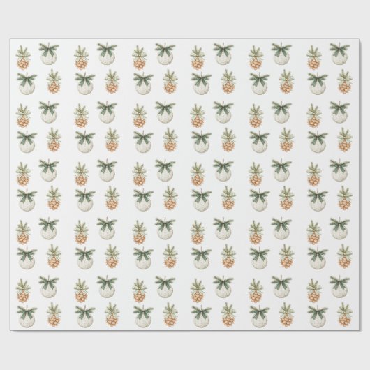 Papier Cadeau Rustic Cream Ornament Pine Cone Green Christmas (Plat)