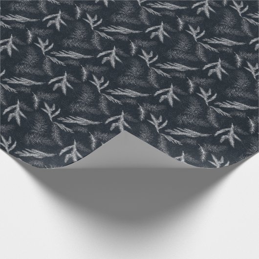 Papier Cadeau Rustic Dark Moody Black Noël cadeau d'hiver (Coin)