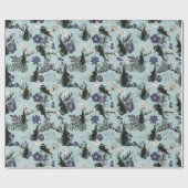 Papier Cadeau Rustic Deer Head Bleu Floral Baby shower moderne (Plat)