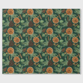 Papier Cadeau Rustic Dried Orange Pine Green Christmas Holiday  (Plat)