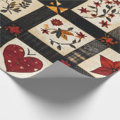 Papier Cadeau Rustic Fall Quilt Motif | Patchwork agricole (Coin)