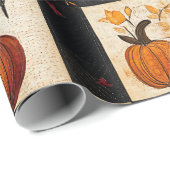 Papier Cadeau Rustic Fall Quilt Motif | Patchwork agricole (Coin rond)