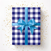 Papier Cadeau Rustic Farmhouse Bleu & Blanc Motif vérifié