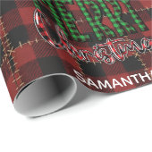 Papier Cadeau Rustic Farmhouse Buffalo Plaid Christmas Custom (Coin rond)