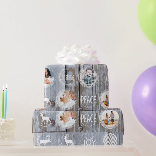 Papier Cadeau Rustic Grange Bois Famille de Noël Photo (Cadeaux de fête)