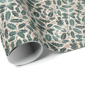 Papier Cadeau Rustic Holly Christmas (Coin rond)