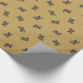 Papier Cadeau Rustic Holly et or Pois (Coin)