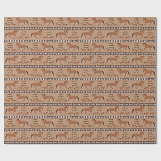Papier Cadeau Rustic Horse Faux Cuir Anniversaire Ajouter Votre (Plat)