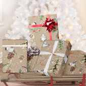 Papier Cadeau Rustic Kraft Black Casquette Chickadee fête de Noë