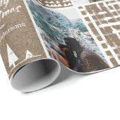 Papier Cadeau Rustic Kraft Christmas Personnaliser Collage Photo (Coin rond)