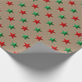 Papier Cadeau Rustic Kraft Red Green Stars (Coin)