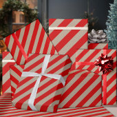 Papier Cadeau Rustic Kraft Red Wide Stripe Holiday