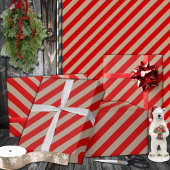 Papier Cadeau Rustic Kraft Red Wide Stripe Holiday