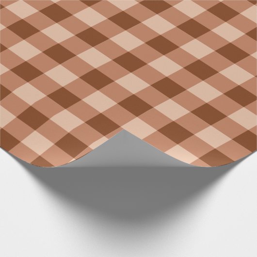 Papier Cadeau Rustic Light Brown Gingham Plaid Pattern (Coin)