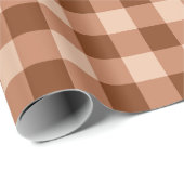 Papier Cadeau Rustic Light Brown Gingham Plaid Pattern (Coin rond)