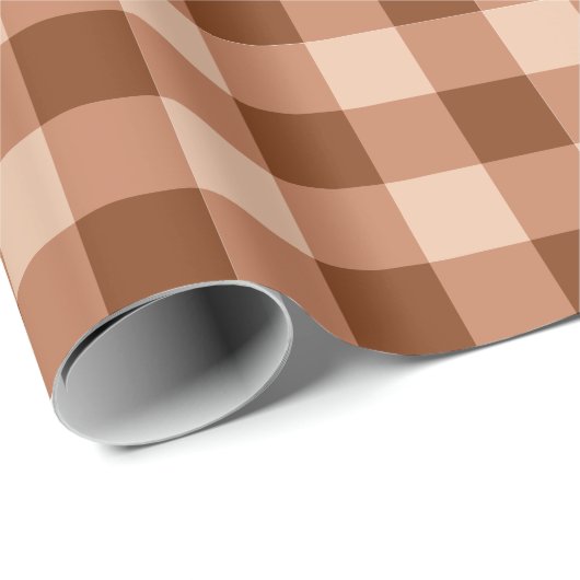 Papier Cadeau Rustic Light Brown Gingham Plaid Pattern (Coin rond)